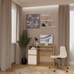 Biurko Komputerowe PORTO LEWE DĄB ARTISAN / BIAŁY Z Szufladą 98,5x75x51 Cm - obrazek 2