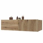 SZAFKA POD UMYWALKĘ TIGO 1D2S DĄB EVOKE 140 CM 2 SZUFLADY RYFLOWANY FRONT WISZĄCA