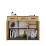 Komoda SIMPLO 3D3S Szafka 3 Szuflady 3 Drzwi ANTRACYT DĄB ARTISAN - obrazek 7