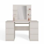 Toaletka Kosmetyczna Z Lustrem Do Makijażu Zestaw MARINA 4P + KUBA Biurko KASZMIR - obrazek 7