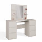 Toaletka Kosmetyczna Z Lustrem Do Makijażu Zestaw MARINA 4P + KUBA Biurko KASZMIR