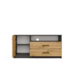 Szafka RTV SIMPLO 1D2S Stolik TV 2 Szuflady 1 Drzwi ANTRACYT DĄB ARTISAN - obrazek 7