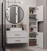 SZAFKA POD UMYWALKĘ NEL 80 ŁAZIENKOWA BIAŁA WISZĄCA 2 SZUFLADY - obrazek 3