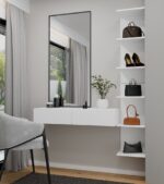 Toaletka Kosmetyczna Wisząca MIKA 110 cm 2 Szuflady Do Sypialni BIAŁA - obrazek 2