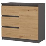 Komoda Malwa 1D3S ANTRACYT DĄB ARTISAN