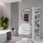 SZAFKA POD UMYWALKĘ NEL 60 ŁAZIENKOWA 2 SZUFLADY BIAŁA - obrazek 3