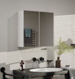 Szafka Łazienkowa Wisząca Z Lustrem Nad Umywalkę POLA 2DL 2 Drzwi BIAŁY - obrazek 4