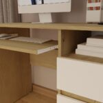 Biurko Komputerowe PORTO PRAWE DĄB ARTISAN / BIAŁY Z Szufladą 98,5x75x51 Cm - obrazek 3