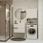 Szafka Łazienkowa na Pralkę POLA DK KASZMIR BEŻ Regał Słupek 180X64X30 - obrazek 4