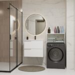 Szafka Łazienkowa NINA NP BIAŁA Na Pralkę Regał Słupek 2 Półki Do Łazienki - obrazek 2