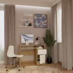 Biurko Komputerowe PORTO PRAWE DĄB ARTISAN / BIAŁY Z Szufladą 98,5x75x51 Cm - obrazek 4