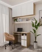 Biurko Komputerowe PORTO PRAWE DĄB ARTISAN / BIAŁY Z Szufladą 98,5x75x51 Cm - obrazek 5