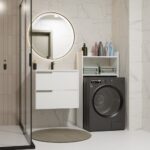 Szafka Łazienkowa NINA NP BIAŁA Na Pralkę Regał Słupek 2 Półki Do Łazienki - obrazek 3