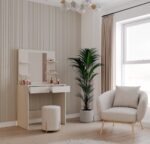 Toaletka Kosmetyczna z Lustrem Do Makijażu MARINA 4P + Biurko 2S KASZMIR - obrazek 4