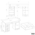 BIURKO ADA ANTRACYT DĄB ARTISAN 125 Cm 4 Szuflady Szafka Półki Do Biura Pokoju Na Laptop - obrazek 7