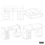 BIURKO ADA BIAŁE 125 Cm 4 Szuflady Szafka Półki Do Biura Pokoju Na Laptop - obrazek 5