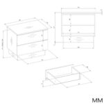 Szafka Nocna AMBER 2S Stolik Nocny 2 Szuflady Do Sypialni KASZMIR Beż - obrazek 5