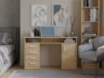 BIURKO ADA DĄB ARTISAN 125 Cm 4 Szuflady Szafka Półki Do Biura Pokoju Na Laptop - obrazek 2