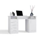 BIURKO ADA BIAŁE 125 Cm 4 Szuflady Szafka Półki Do Biura Pokoju Na Laptop - obrazek 6