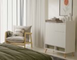 Komoda COLIN Szafka 2 Drzwi 1 Szuflada Z Nóżkami BIAŁY - obrazek 2