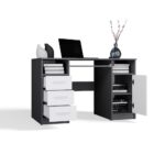 BIURKO DELTA ANTRACYT / BIAŁY 120 Cm 3 Szuflady Szafka Półki Do Biura Pokoju Na Laptop - obrazek 7