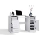 BIURKO DELTA BIAŁE 120 Cm 3 Szuflady Szafka Półki Do Biura Pokoju Na Laptop - obrazek 7