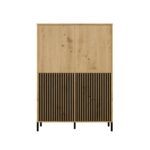 Witryna KAMARO 4DK SLIM/GŁADKI DĄB ARTISAN 4 Drzwi Lamele Front Ryflowany + Klasyczny - obrazek 4