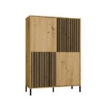 Witryna KAMARO 4DK SLIM/GŁADKI DĄB ARTISAN 4 Drzwi Lamele Front Ryflowany + Klasyczny - obrazek 7