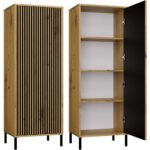 Witryna KAMARO 1DD SLIM DĄB ARTISAN Lamele Front Ryflowany