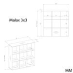 REGAŁ MALAX 3x3 H DĄB ARTISAN ZABUDOWANY TYŁ HDF PÓŁKI 110x110 CM - obrazek 5