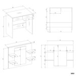 Toaletka Kosmetyczna z Lustrem Do Makijażu MARINA 4P + Biurko 2S KASZMIR - obrazek 6
