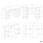 Toaletka Kosmetyczna Z Lustrem Do Makijażu Zestaw MARINA 4P + KUBA Biurko KASZMIR - obrazek 6