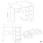 Biurko MIJAS Prawe z Nadstawką Biel Mat 4 Szuflady 4 Półki Do Biura Pokoju - obrazek 7