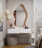 Toaletka Kosmetyczna Wisząca MIKA 110 cm 2 Szuflady Do Sypialni BIAŁA - obrazek 5