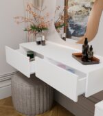 Toaletka Kosmetyczna Wisząca MIKA 110 cm 2 Szuflady Do Sypialni BIAŁA - obrazek 3