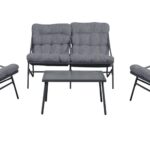 Zestaw Mebli Ogrodowych VIBE 4 Częściowy Fotele Sofa Stolik SZARY