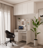 Biurko PORTO Lewe Z Nadstawką Biel Mat Szuflada Półki Do Biura Pokoju - obrazek 3