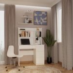 Biurko MIJAS Prawe z Nadstawką Biel Mat 4 Szuflady 4 Półki Do Biura Pokoju - obrazek 3