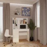 Biurko MIJAS Lewe Z Nadstawką Biel Mat 4 Szuflady 4 Półki Do Biura Pokoju - obrazek 5