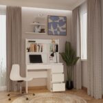 Biurko MIJAS Prawe z Nadstawką Biel Mat 4 Szuflady 4 Półki Do Biura Pokoju - obrazek 4