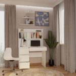 Biurko MIJAS Lewe Z Nadstawką Biel Mat 4 Szuflady 4 Półki Do Biura Pokoju - obrazek 3