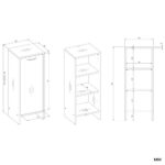 Szafka Łazienkowa NINA 1D BIAŁA 1 Drzwi Regał Słupek 3 Półki Do Łazienki - obrazek 7