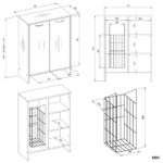 Szafka Łazienkowa NINA 1K1D BIAŁA Regał Słupek 1 Kosz Na Pranie 3 Półki Do Łazienki - obrazek 7