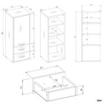 Szafka Łazienkowa Wisząca NINA W1D2S BIAŁY 2 Szuflady 3 Pólki - obrazek 7