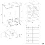 Szafka Łazienkowa Wisząca NINA W2D2P2S BIAŁY Regał 2 Drzwi 8 Półek 2 Szuflady - obrazek 7