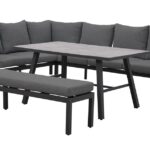 Zestaw Mebli Ogrodowych Jadalnianych TEXAS Narożny dla 6 Osób Sofa Stół Ławka SZARY
