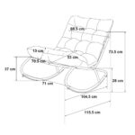 Fotel Bujany VIBE Ogrodowy z Poduszką Stalowy Czarny Szary 115 Cm - obrazek 6