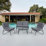 Zestaw Mebli Ogrodowych VIBE 4 Częściowy Fotele Sofa Stolik SZARY - obrazek 2