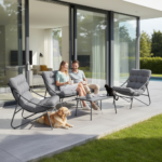 Zestaw Mebli Ogrodowych VIBE 4 Częściowy Fotele Sofa Stolik SZARY - obrazek 3