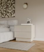 Szafka Nocna AMBER 2S Stolik Nocny 2 Szuflady Do Sypialni KASZMIR Beż - obrazek 3